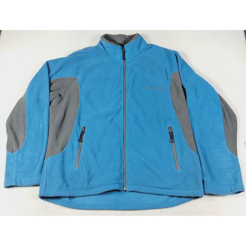 Free Country Jacket Mens XL Blue Soft Fleece Full Zip Outdoor Hiking Pockets